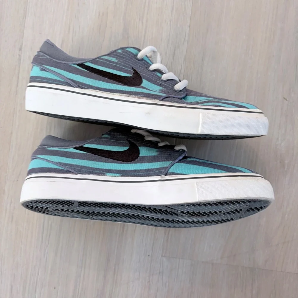 Nike SB‎ Stefan Janoski GS Kids Skate Shoes Grey Teal Stripe 689527-004 Size 2Y